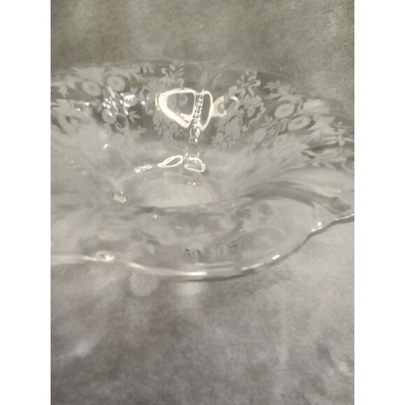 Vintage Crystal Footed Floral Etched Candy Bowls - Picture 6 of 10